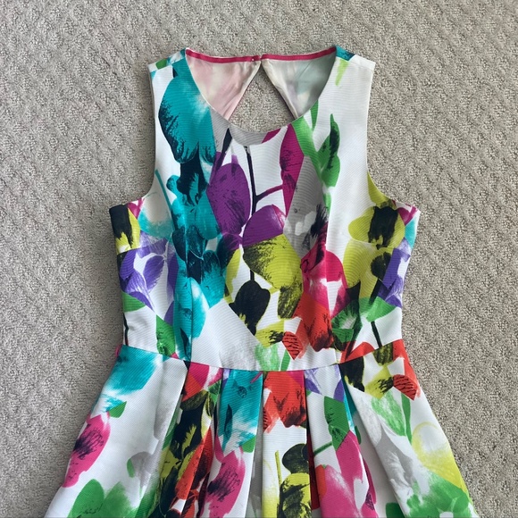Eliza J Floral Print Fit & Flare Midi Dress Multi-Colored 6 Spring Summer Party - Picture 4 of 14